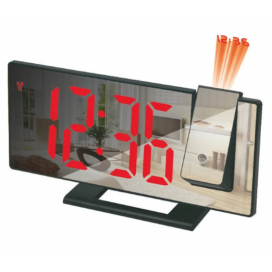 Mirrored Face Rectangle Intelligent Plastic Digital LED Multifunctional Projector Plug-In USB-DC Cable Alarm Clocks/Colors-Black/White/Multicolor