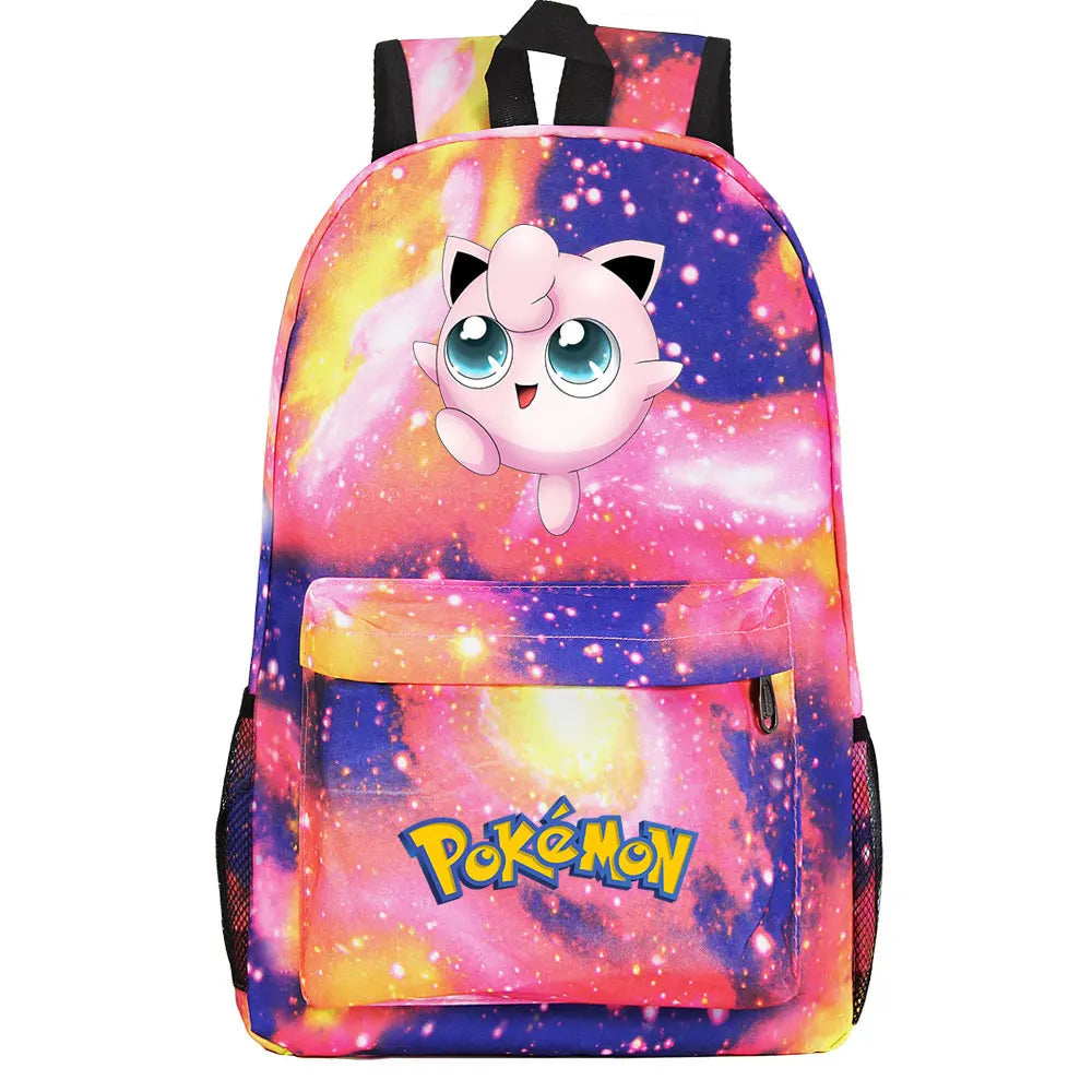 MINISO Kids Softback Waterproof Oxford Fabric Cartoon Anime Pokemon Design Adjustable Shoulder Straps-One Handle 15 Inch Laptop Single Compartment School Backpacks/Colors-Blue/Pink/Black/Multicolor