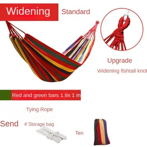 No-EN-Name-Null Outdoor-Indoor Canvas Fabric One Person Thicken Striped Hammocks /Colors-Coffee/Blue/Red/Load Bearing 200 Weight 650