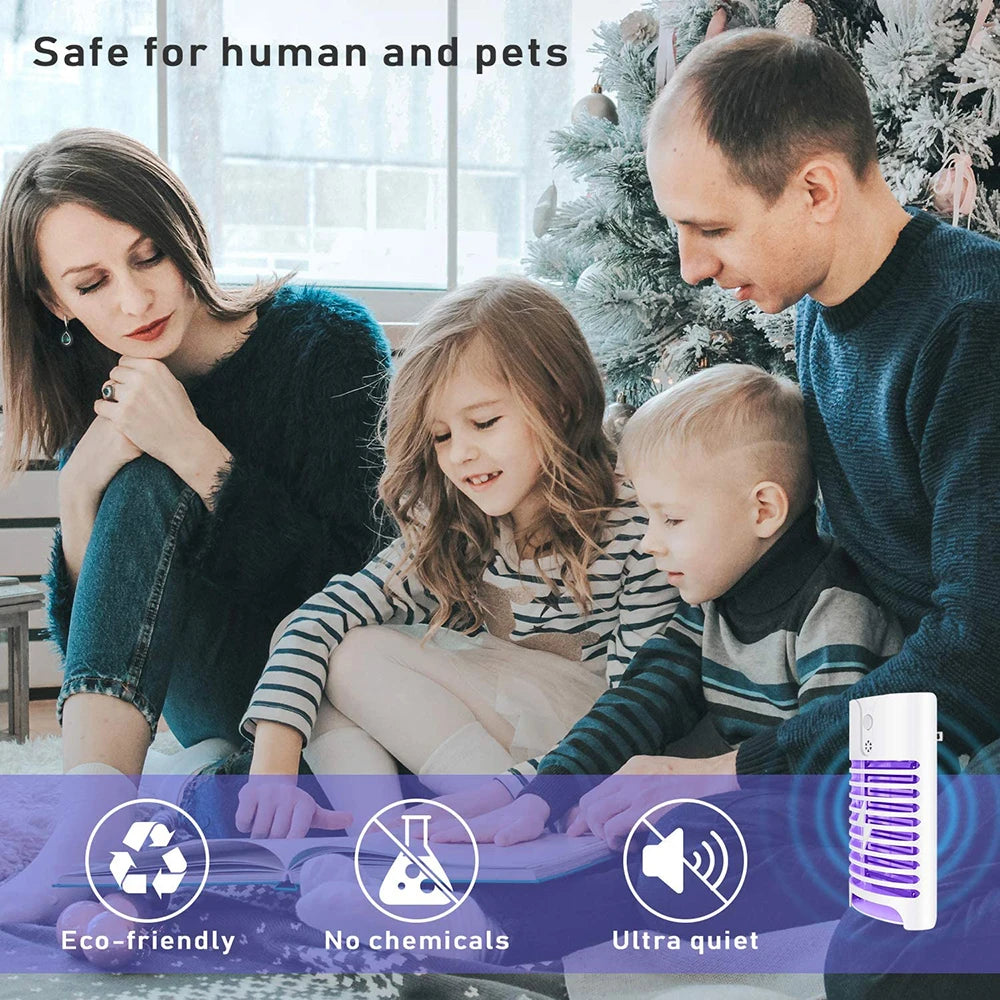 Indoor Mini Purple-White Rectangle Plastic Body 4 LED AC-Powered Killing Mosquito-Flies-Moth-Ants-Midget Insect Killer Zapping Electric Trap Lamps