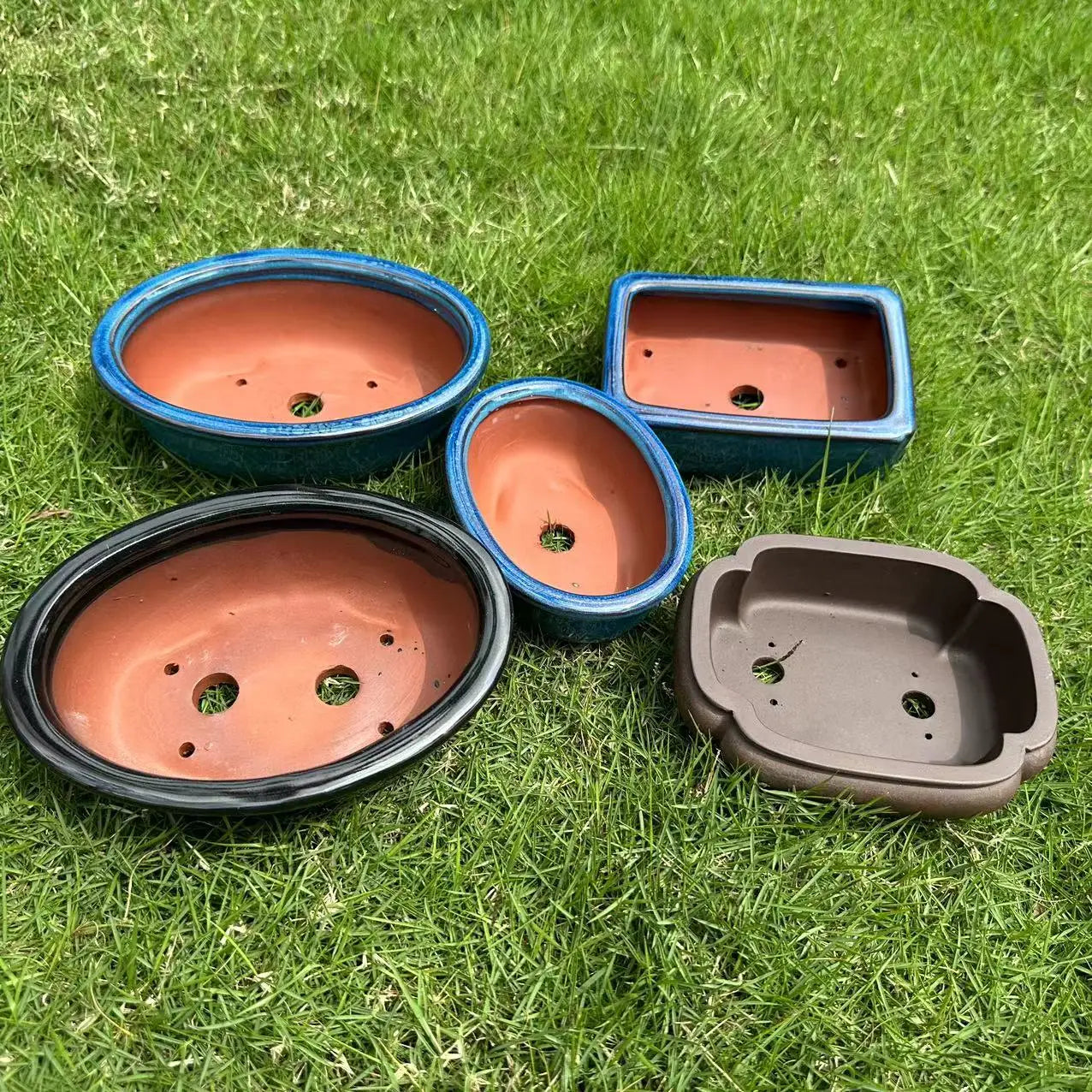 No-EN-Name-Null Multiple Shapes Small-Medium-Size Ceramic Handmade Purple Sand Bonsai Desktop Corrosion-Resistant Flowerpots Planters /Colors-Purple/Brown/Blue/Black/Multicolor