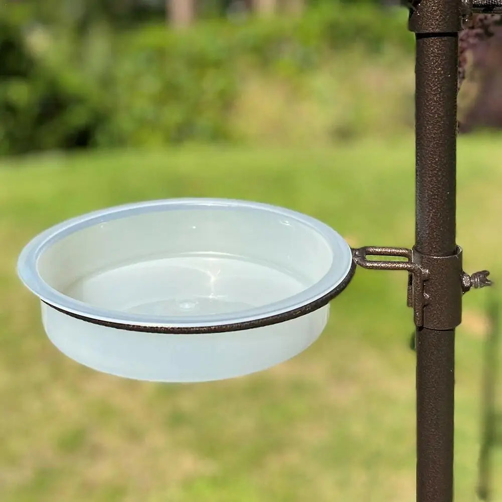 No-EN-Name-Null Outdoor Garden Three Black Metal Chains-White Clear Transparent Round Shaped Plastic Bowls Hanging Bird Seeds Mounted Bird Feeders /Colors-Black/Clear/White