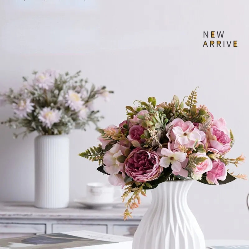 Nordic Modern Round Square Conical Plastic Decorative Flower Vases/Colors-Black/Pink/Blue/Green/White