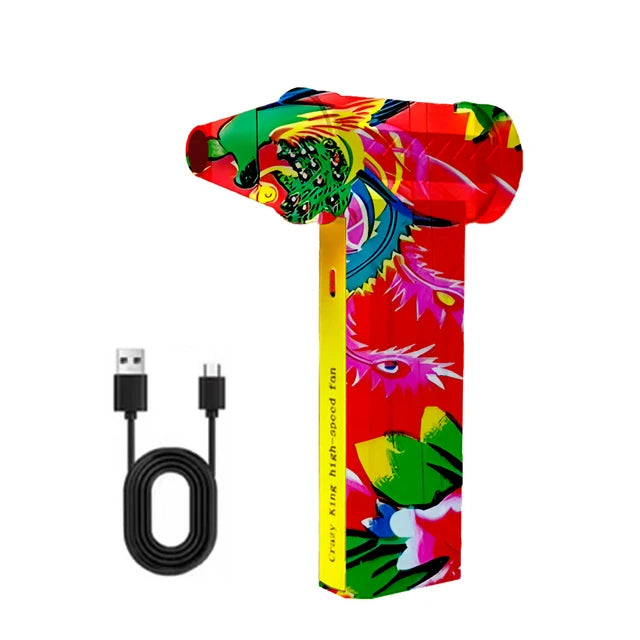 ISFRIDAY Home DIY Portable Handheld Black-Yellow Small Plastic 4 Gear Speed AC-Powered Rechargeable Battery-Powered USB Port Brushless Turbo Jet Fans/Colors-Red/Black/White/Brown/Multicolor