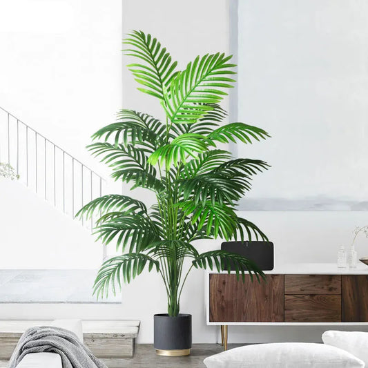 Outdoor Green Non-Flowering Large Tall Artificial Plastic Tropical Palm Tree Plants