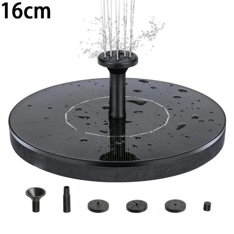 No-EN-Name-Null Outdoor-Indoor Garden Floating Solar-Powered Plastic Round Circle Black-Multicolor Body Waterfall Spray Fountains