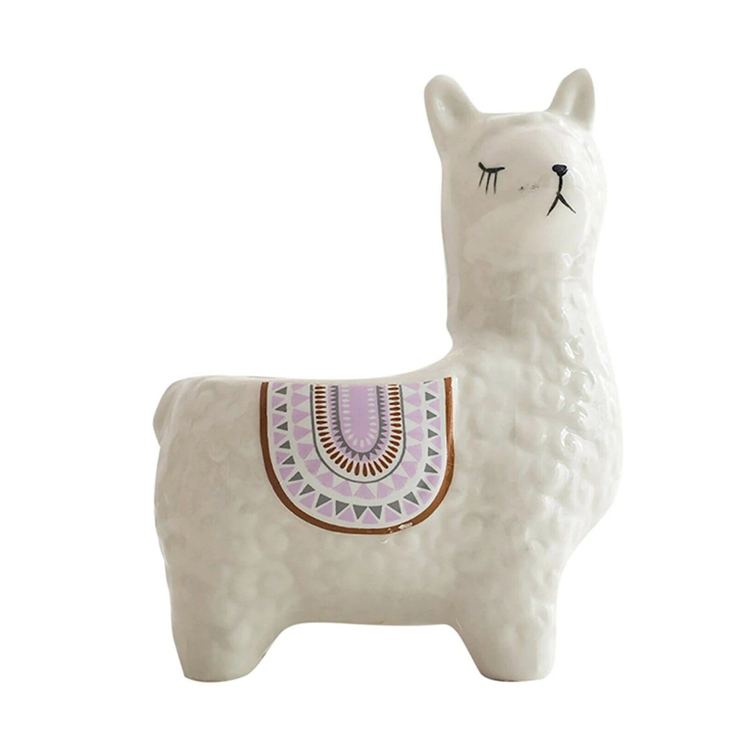 No-EN-Name-Null Home Garden Indoor Resin Not Coated Finish Desktop Cute Ceramic White-Alpaca Purple Saddle Animal Mini Succulent Planters/Colors-Animal/Geometric/Purple