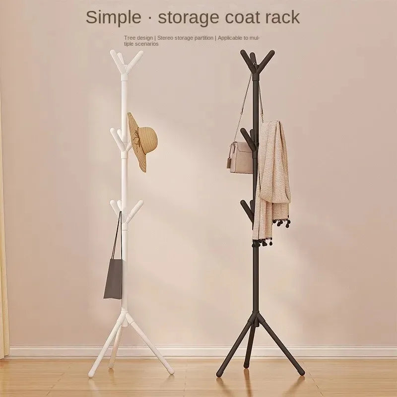 No-EN-Name-Null Modern Free-Standing Black-White Thick Plastic Round Steel Metal Rods Tree Branch Shaped Three-Foot Base Structures Nine-Hook Coat-Hat Racks