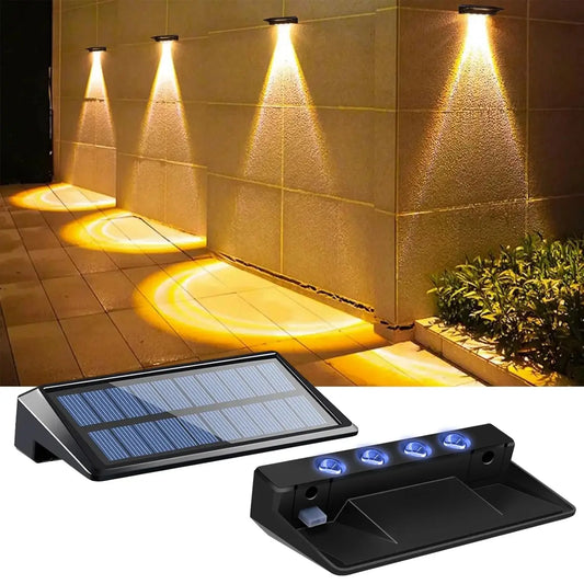 AMARYLLIS ART DECO Style Outdoor Waterproof Dimmable Warm White LED Lights RGB Changing Colors Black Rectangle Shaped Plastic Body Solar-Powered Lithium Battery Step Lights Landscape Pathway Lighting /Colors-Black/White/Multicolor