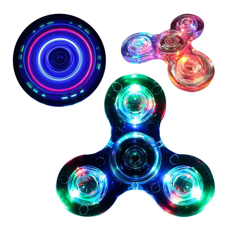 EVYVKV Clear-Multicolor Plastic LED Light Fingertip Spinning Crystal Gyroscope Fidget Toys/Ages: 13-18 Years Old-Adults