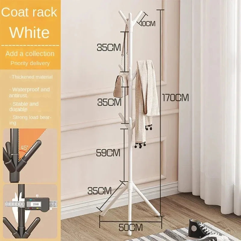 No-EN-Name-Null Modern Free-Standing Black-White Thick Plastic Round Steel Metal Rods Tree Branch Shaped Three-Foot Base Structures Nine-Hook Coat-Hat Racks
