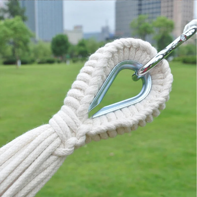LIGHTEN UP Outdoor-Indoor Adults Large Beige Two Person Brazilian Bohemia Hanging Tassels Polyester-Cotton Blend Hammocks/ Size(L): 318 x 150 cm/Size(XL): 360 x 160 cm/Colors-Beige/White/Black/Weight Max : 450 LBS