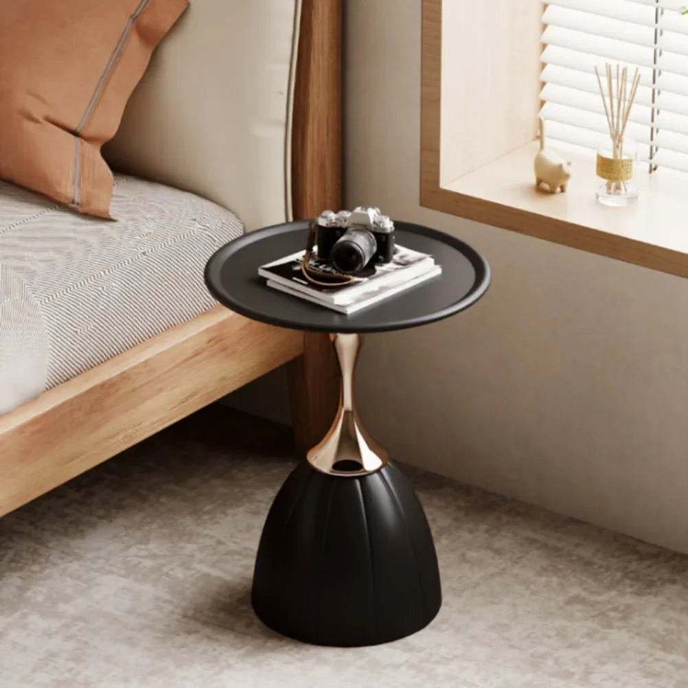 No-EN-Name-Null Nordic Modern Morocco Black-Milk White Round Shaped Iron Metal Lotus Accent Coffee Tables