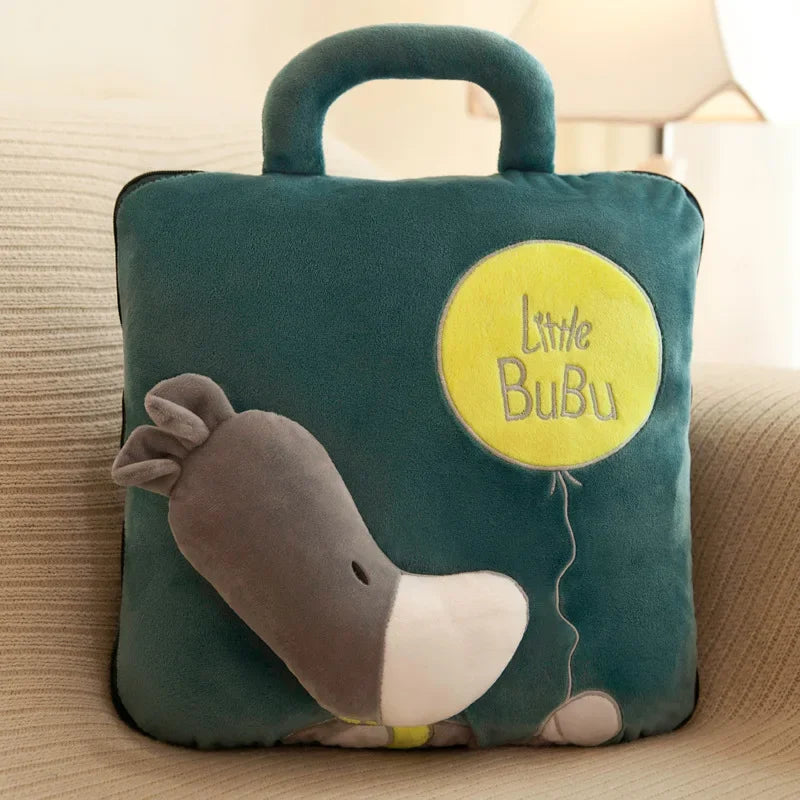 100% Polyester 2 in 1 Pillow Quilt Dual-Use Nap Animal Pillow W/ Multifunctional Folding Blanket
