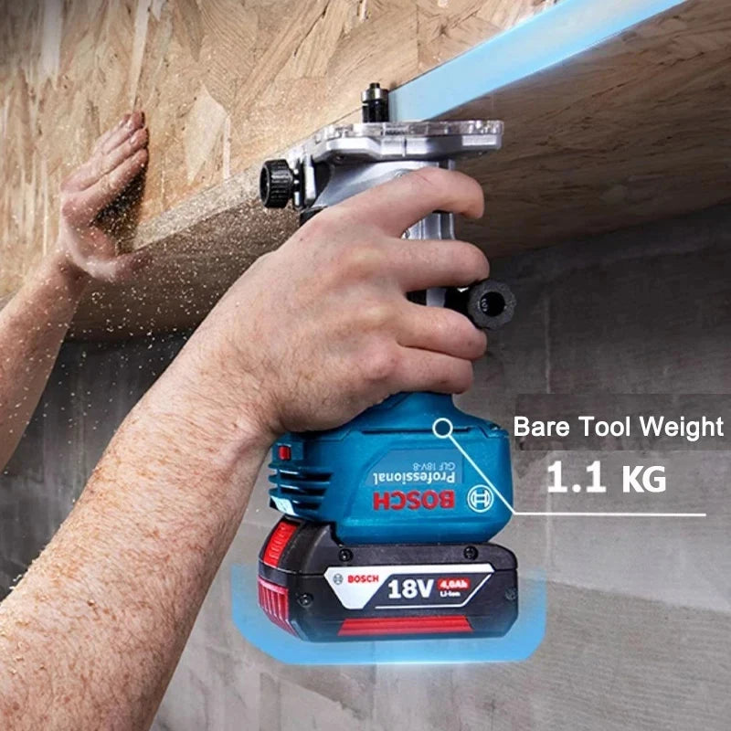 BOSCH Professional Grade Blue-Black-Gray Body 18V Battery-Powered Air-Flow Cooling Ventilation Design Cordless Brushless Wood Router Accessories /Colors-Blue/Black/Gray