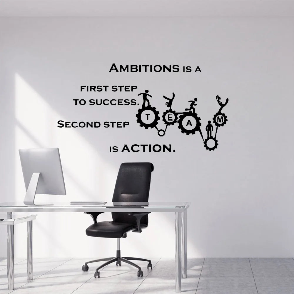 No-EN-Name-Null Modern Waterproof Removable Black Plastic Self-Adhesive DIY Home-Office Anime Cartoons Text Hallow-Out Carved Motivational Phrases Vinyl Wall Mural Decals/Colors-Black/Multicolor