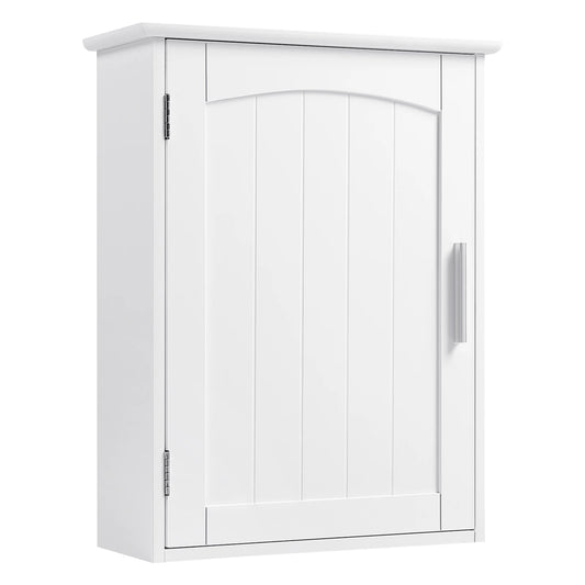 White Melamine Wall Hanging Bathroom Cabinet w/ Adjustable Shelf/Door/Metal Hinges/Dimension: 40x18x52cm (L x D x H)