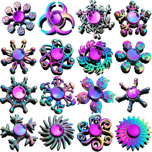Kids Metal Purple Multicolor Round Fingertip Focus Spinners Anxiety-Stress Relief Fidget Toys/ Ages: 13-18 + Years Older
