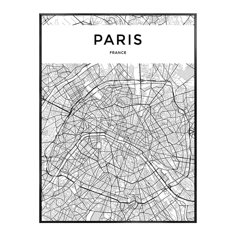 Unframed Canvas New York City-Brooklyn Bridge-Paris Tower/ Colors-Black/ White