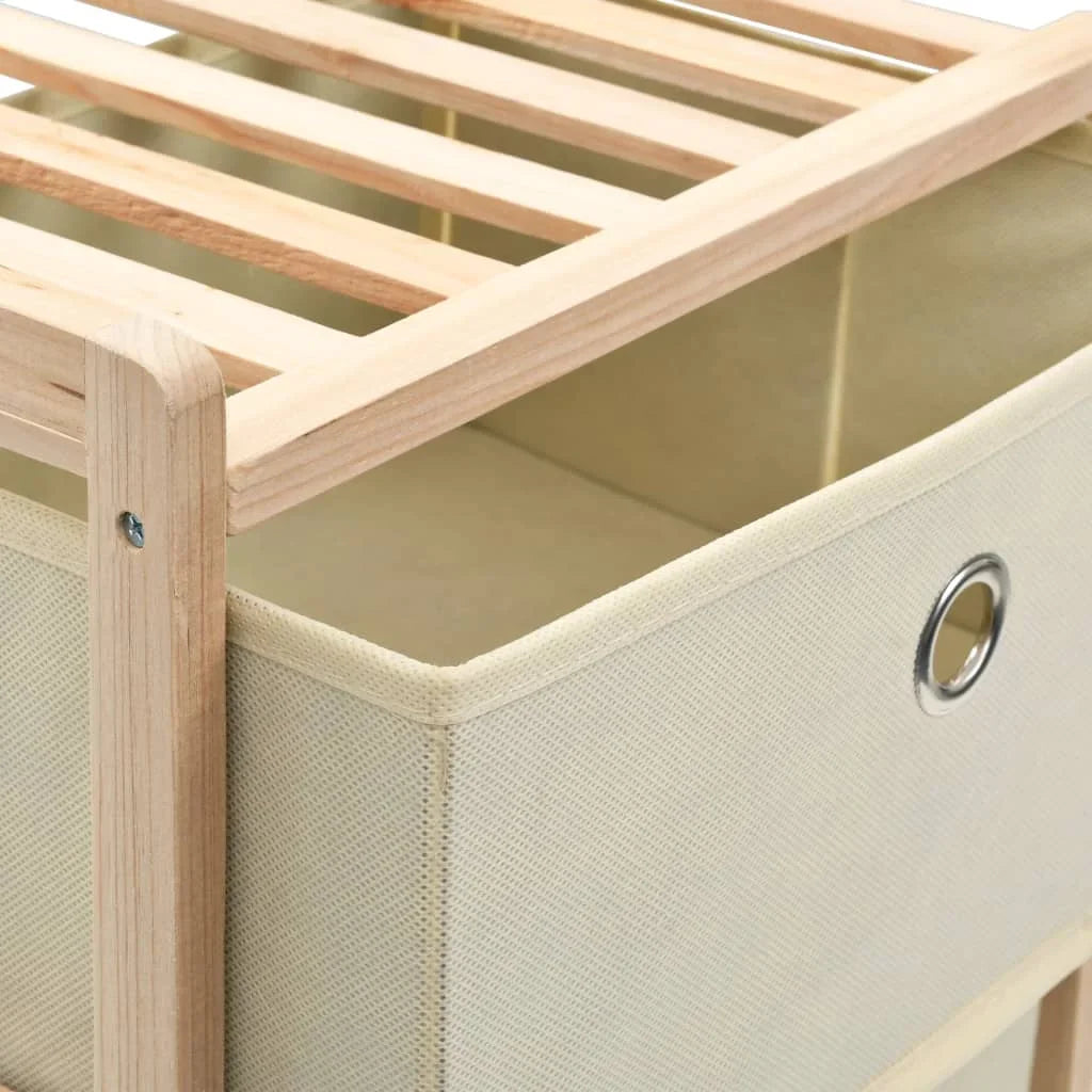 No-EN-Name-Null Modern Tall Square Shaped Solid Cedar Wood Frame Five Beige Polypropylene Fabric Household Storage Drawers
