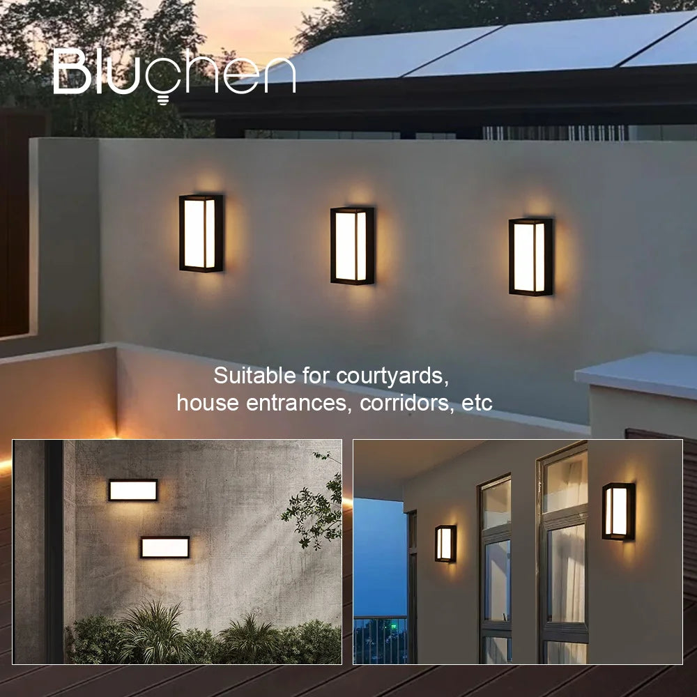 BLUCHEN EBUYBEST Outdoor Black-White Rectangle Shaped Plastic Body Warm White LED Light Anti-Corrosive Pest-Resistant Waterproof Wall-Mounted Porch Lights/Bulbs Included