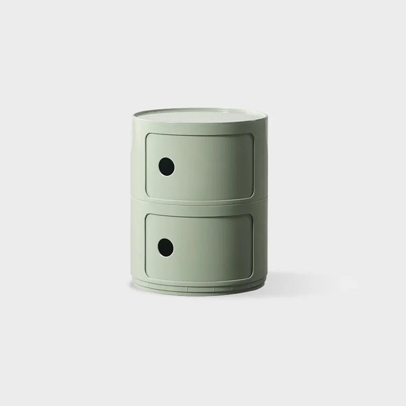 DECOPAI Modern Multicolor Waterproof Tall Plastic Round Shaped Small Narrow Three Sliding Drawers Nightstands /Multicolor