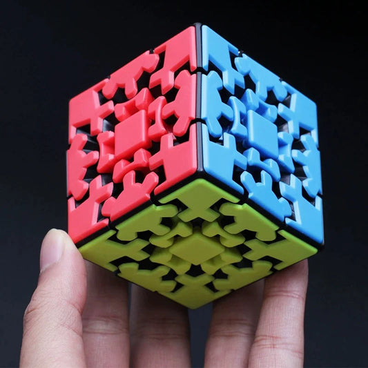 XDR Kids-Adults Medium Hard Mini Multicolor Plastic Square 3 Gear Levels Magic Twistable Stick-Less Cog Wheel 3D Sequential Rubik Cube Mechanical Puzzles Toys/ Ages 3-14 Years Old + Older/Colors-Red/Black/Orange/Multicolor/Geometric