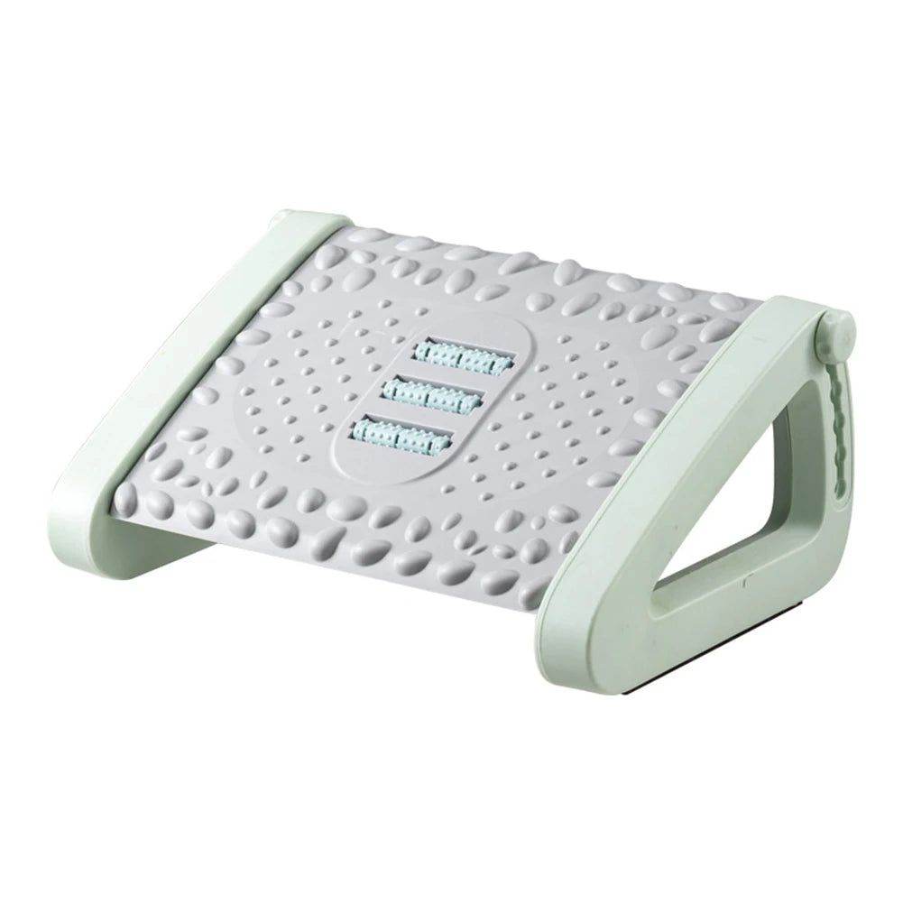 VAKIND Modern Under Desk Rectangle Shaped White Plastic Adjustable Ergonomic Non-Slip Footrest Rollers Massagers/Colors-White/Black/Gray/Assembly Required