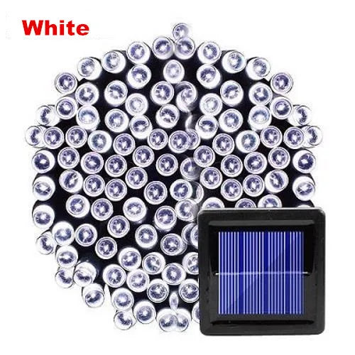 NULL Outdoor-Indoor Waterproof Black Plastic Square Shaped Body Solar-Powered Panel Lithium Battery Eight Modes Fairy Garland Multicolor Light Ropes-String Lights/Colors-Black/White/Blue/Red/Purple/Multicolor/LED Bulbs Included