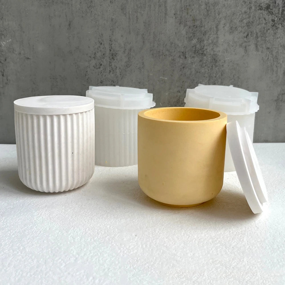UDOCOOL Universal ALL AGES DIY Handmade Round Striped Candle Jar Container Milky White Silicone Craft Molds Candle Making Kits