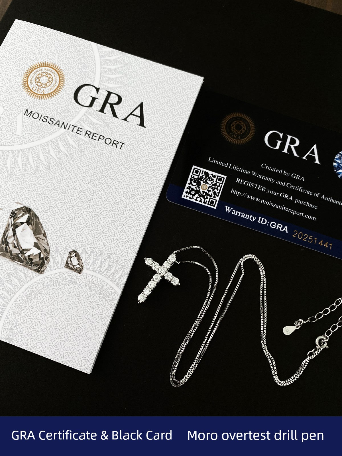 ZHENAI Adult Unisex Fine Imitation Sterling Silver-Plated Geometric Inlaid Clear White Shiny Moissanite Full Diamond-Like Gemstones Cross Pendant Box Chain Necklaces