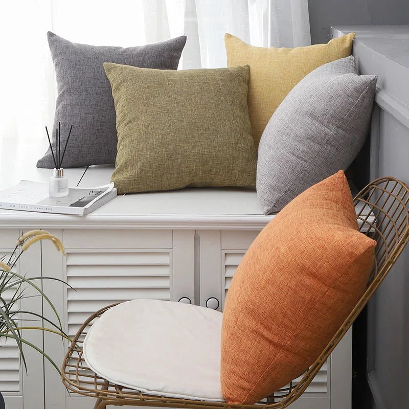 No-EN-Name-Null Modern Soft Velvet-Linen Multicolor Fabric Blend Square Machine Washable Decorative Pillowcases/Colors-Gray/Beige/Yellow/Orange/Red/Brown/Blue/Green/Multicolor