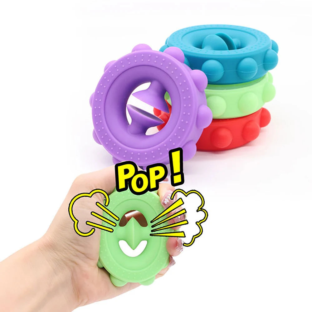 MEADE Waterproof Soft Silicone Multicolor Round Tractor Wheels Shaped Popping Squeezing Stress-Anxiety Reliever Hand Gripper Suction Cups Activity Toys/Colors-Green/Purple/Red/Blue/Orange/Multicolor/Ages: 13-18 Years Old-Adults