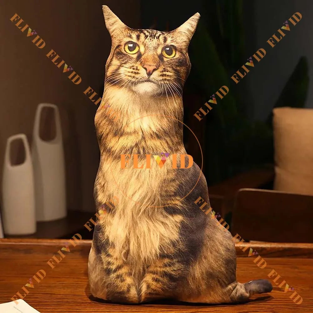 No-EN-Name-Null Modern Polyester-Cotton Blend Double-Sided 3D Printed Customized Ugly Cat Throw Pillows/ Personalize Your Own Animal Throw Pillows/Cotton Filling/Machine Washable