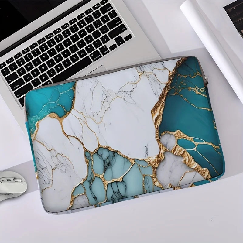 Marble Printed Laptop Polyester Zipper Briefcase Bag /Suitable for 14 inch Laptops/Colors-Purple/White/Blue/Multicolor
