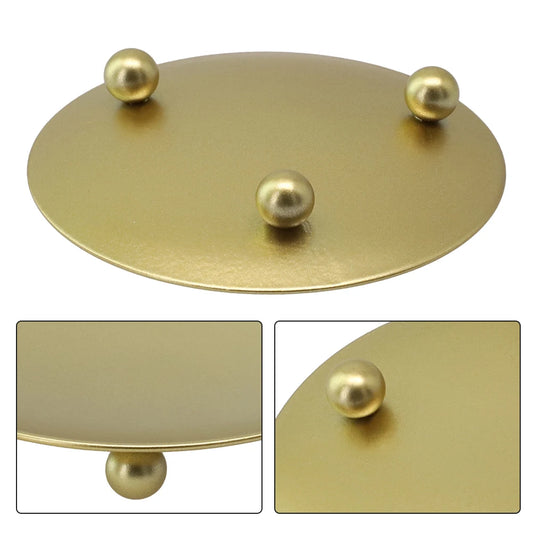 Modern Flat Iron Metal Plate Rust-Free Column Round Ball Feet Base Candleholders/Colors-Gold/Black