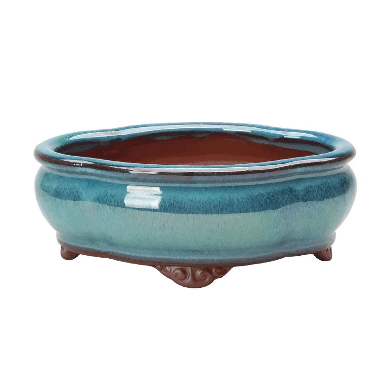 No-EN-Name-Null Home Garden Multicolor Glazed Ceramic Rectangle Shaped Chinese Bonsai Flower Pots /Colors-Blue/Purple/Brown/Multicolor