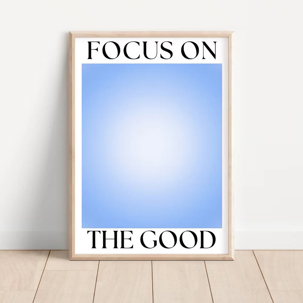 No-EN-Name-Null 3 PCS Modern Unframed Canvas Rectangle Waterproof Ink HD Printed Abstract Black Text Saying Positive Blue Aura Spiritual Breathe-Daily Affirmation-Focus-On Wall Art Prints/Colors-Blue/Beige/White/Black/Multicolor