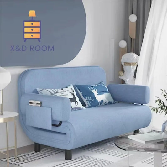 ZISIZ Modern Medium Soft Firm L-Shaped Back Folding Support Soft Touch Blue Flannel Hemp Fabric Armrests Sponge Cushions One Large Side Storage Bag Hidden Zipper Corner Sofa Beds Couches /Colors-Brown/Gray/Khaki/Blue/Green