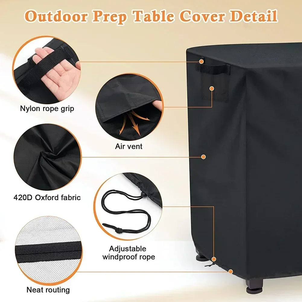 Outdoor Black-Silver Waterproof Oxford Fabric Locked Adjustable Drawstring Nylon-Polyester-Synthetic Rope Prep Cart Covers