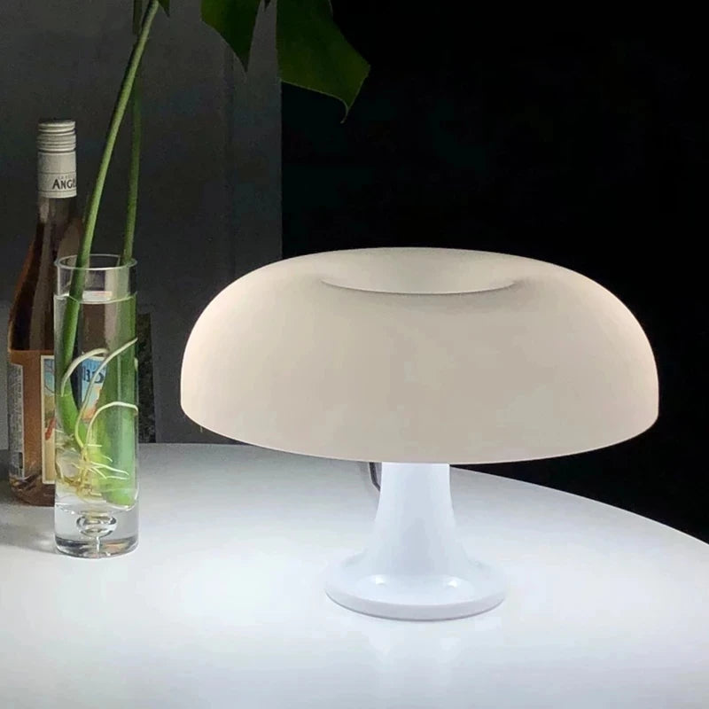 Danish Modern Polished Polycarbonate LED Orange Mushroom Downward Shade Table Lamps/4 LED E14 Bulbs Included/Plug Type-EU Plug