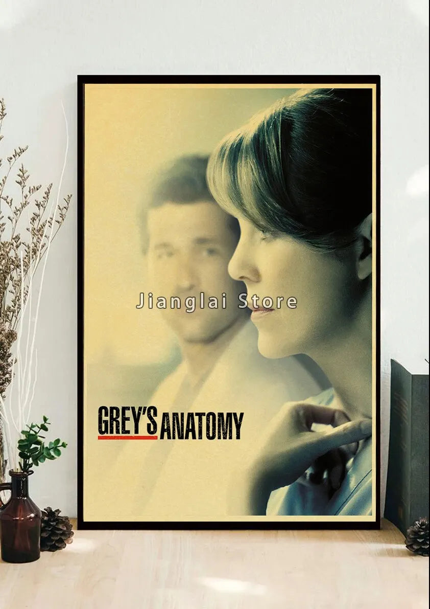 No-EN-Name-Null Unframed Printed Polyester Canvas Anime Cartoons-Movie-TV-Pop Culture-Life Changes In A Heartbeat Greys Anatomy Style Wall Art Posters/ Colors-Multicolor/Black/Beige/White/Gray/Gold/Floral