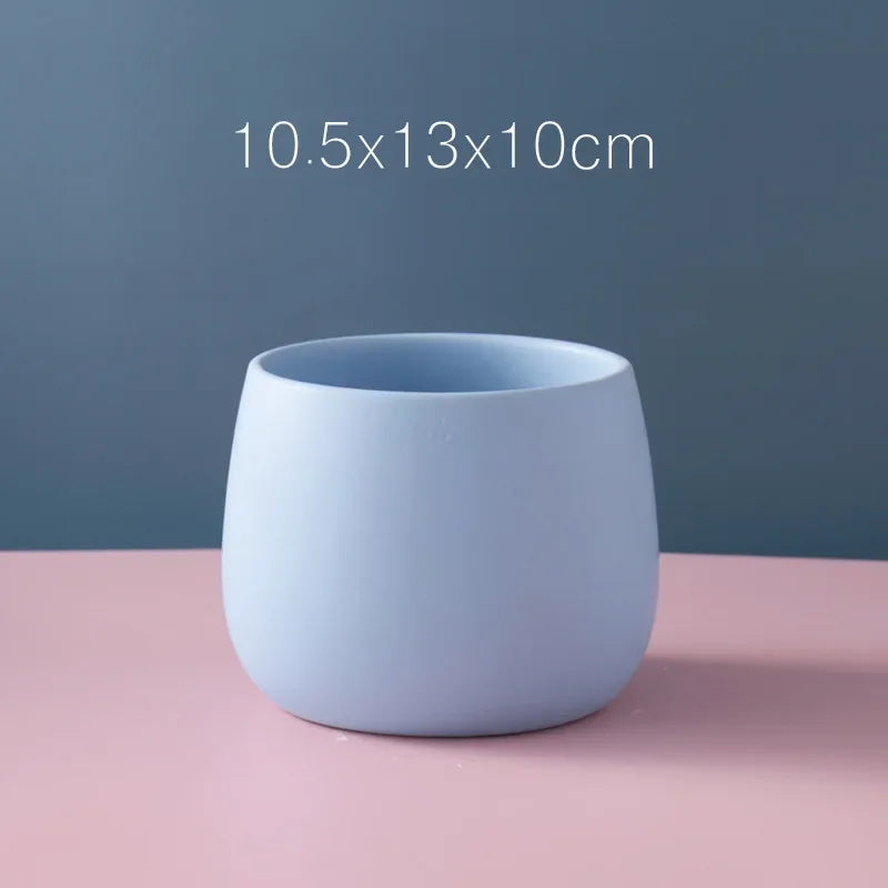 NULL Modern Small Glazed Ceramic Multicolor Round Shaped Desktop Flower Pots Planters /Colors-Colors-Gold/Blue/Pink/Gray/Black/White/Multicolor