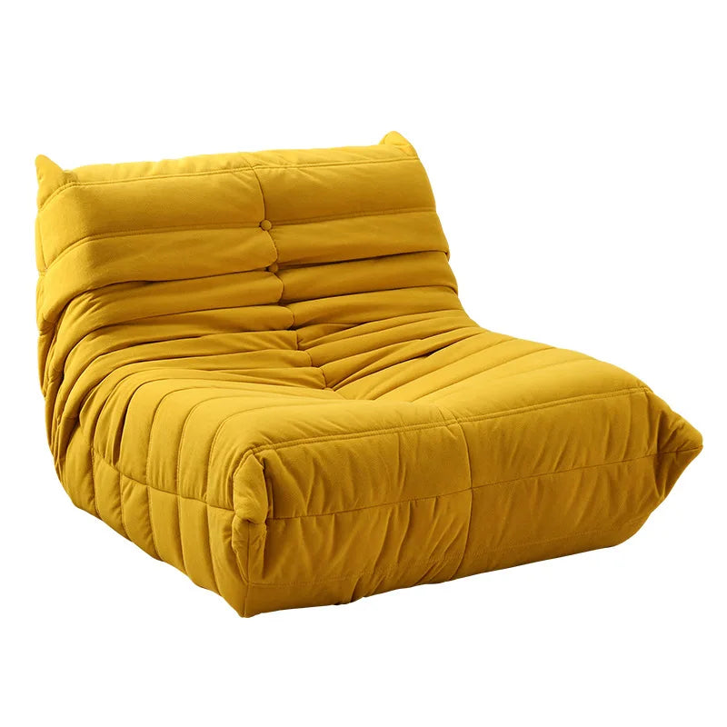 UOSU Modern Upholstered Padded Soft Six-Layer Caterpillar Foldable Washable Removable Cotton-Polyester Brown Suede Faux Leather Cover Solid Wood Frame Medium Firmness Lazy Recliner Chairs/Colors-Green/Orange/Blue/Brown/Yellow/Gray/White/Pink