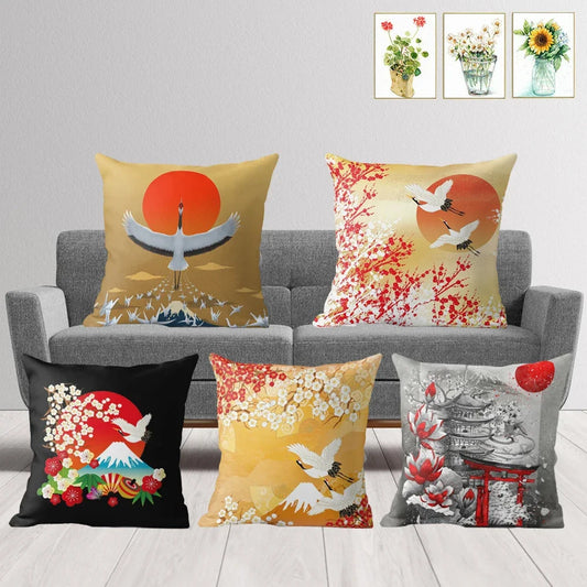 100% Polyester Square Chinese Style Pillowcases/Colors-Animal/Red/Multicolor/Yellow/White/Navy/Gray