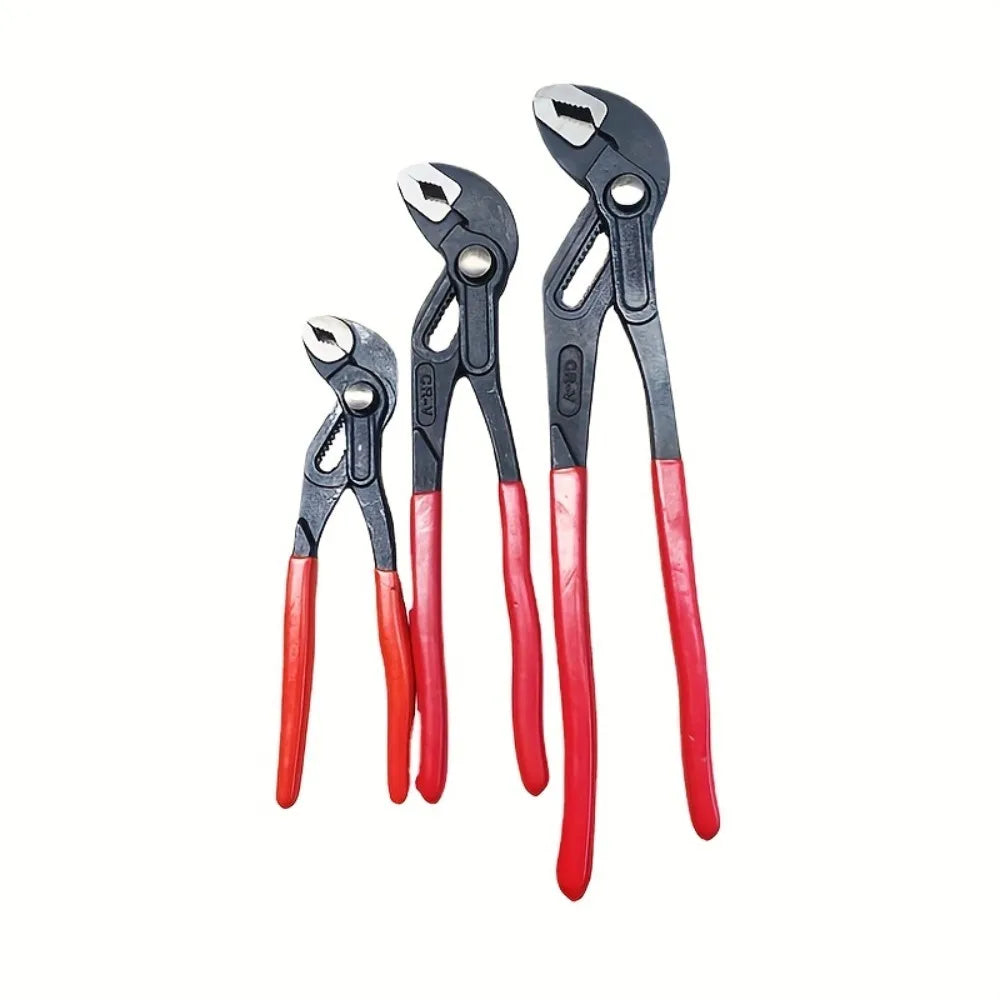 ALLSOME DIY Metalworking Handheld Black-Red Plastic Coated Handles Quick-Adjusting Chrome-Plated Steel Water Pump Pliers/Sizes: 7-10-12 Inch
