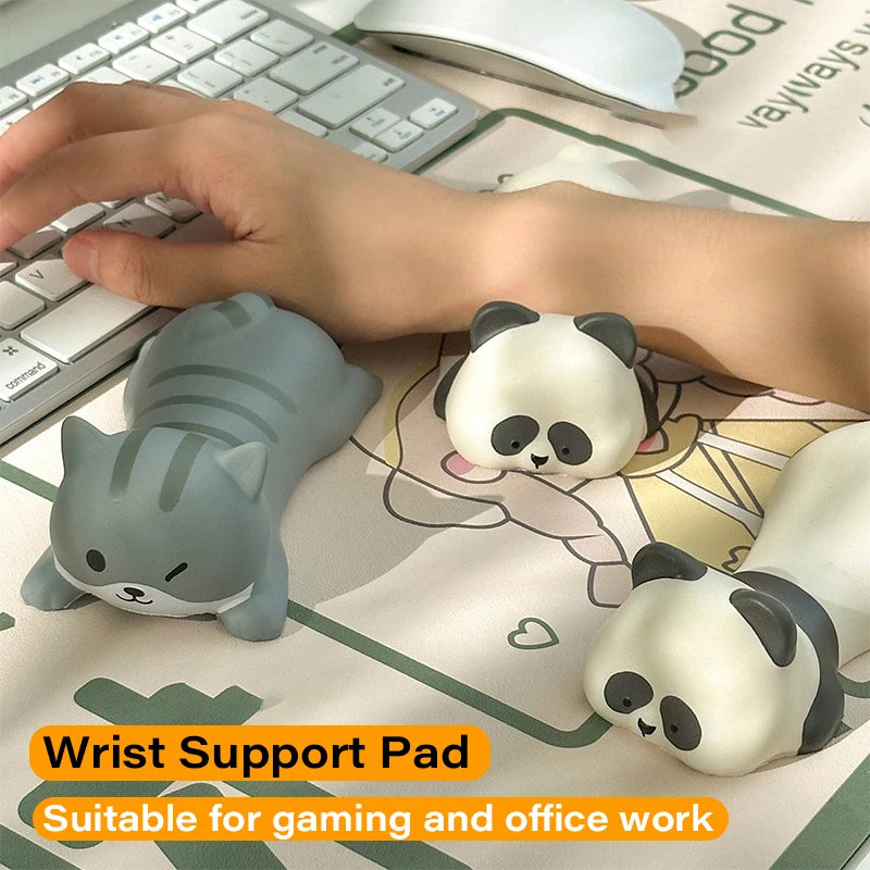 FENGKUABAO Customized Cute Adorable Panda-Duck-Dog-Cat-Pig-Rabbit-Shiba Inu-Frog Animal Shaped Soft Comfortable Silicone Ergonomic Support Wrist REST Computer-Laptop Mouse Pads/Colors-White/Pink/Yellow/Multicolor/Animals