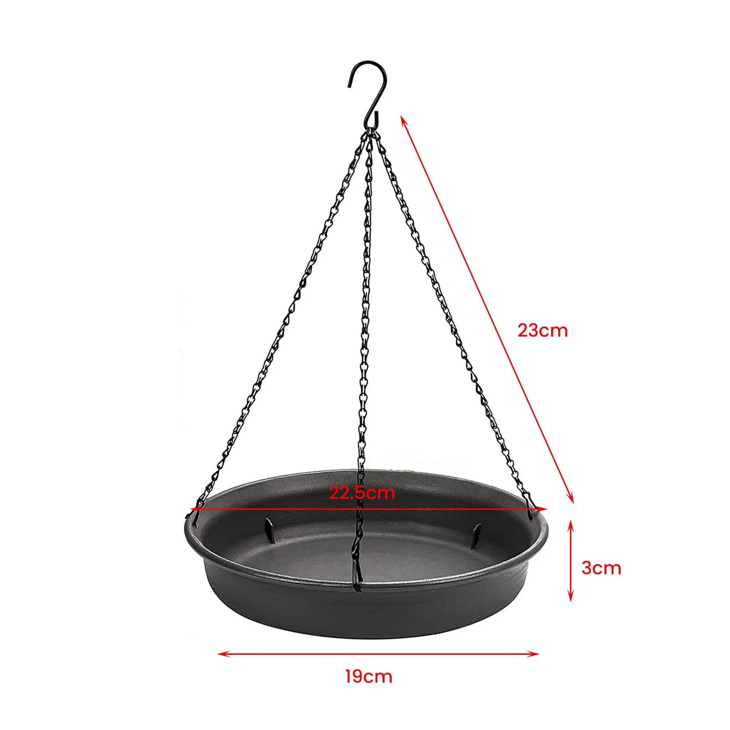 No-EN-Name-Null Outdoor Garden Hanging Black Metal Chains Round Plastic-Resin Small Bird Baths/Colors-Black/Gray/White/Multicolor/Floral/Brown