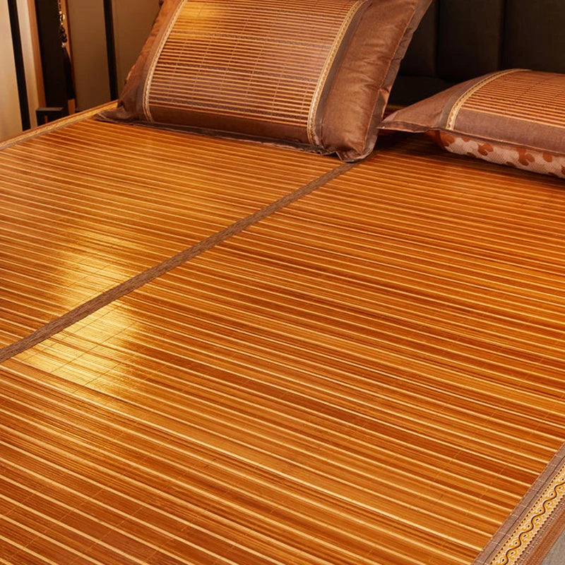 GRASPDREAM Old Fashion Reversible Brown Rattan Bamboo Straw Double Bed Size Under Mattress Protectors/Colors-Brown/Beige/Striped