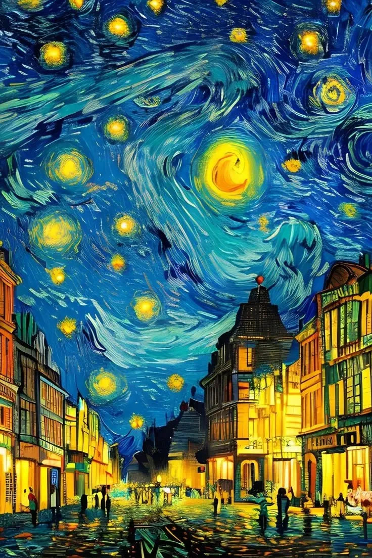 No-EN-Name-Null Modern Multicolor Rectangle Unframed Oil Canvas Van Gogh Sunflower Flower-Starry Sky Art Floral Landscape Prints/Colors-Multicolor/Yellow/Blue/White/Floral